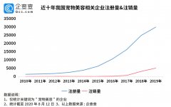 宠物美容企业年注册量10年增长21倍